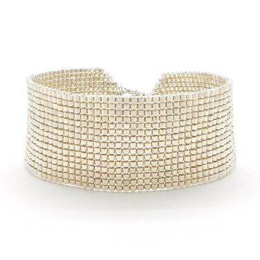 Brazalete Telar Plata Medio Metálico Plateado